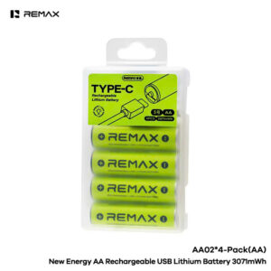 REMAX New Energy AA Rechargeable USB Lithium Battery 3071mWh  AA01*2 Packs, AA02*4 Packs